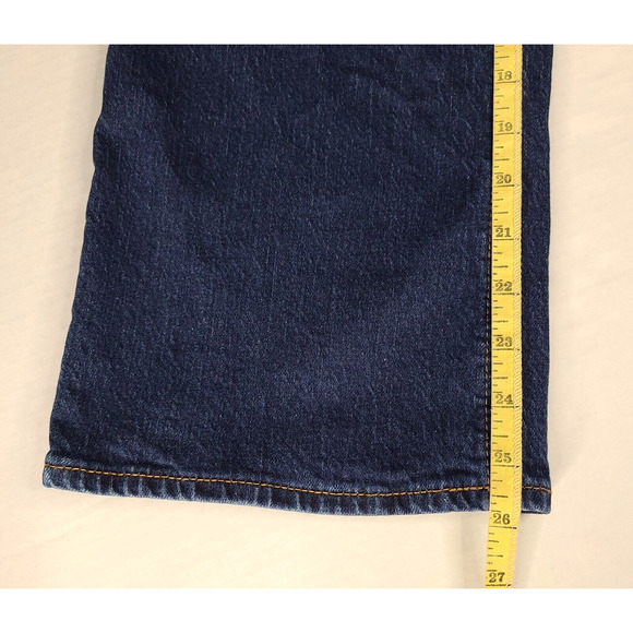 J Crew Jeans Wide Leg Size 31 Mid Rise Flare Crop Button Fly Dark Blue BJ825 - Picture 11 of 12